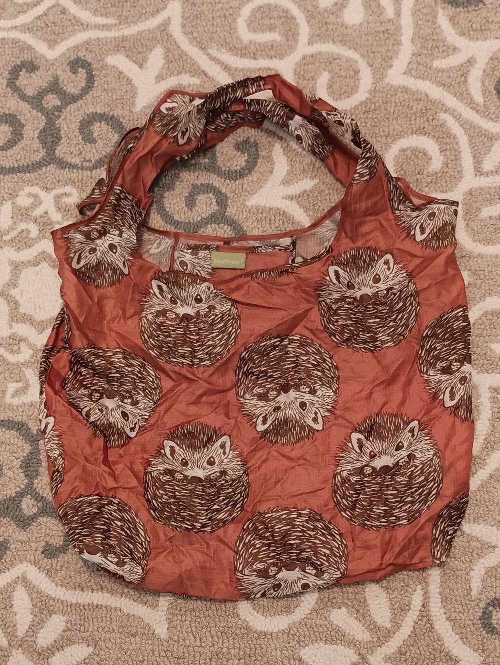 BeeGreen  Rust Hedgehog Print Tote Bag